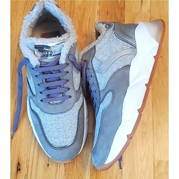 VOILE BLANCHE JULIA FUR SHEEPSKIN-LINED SNEAKERS Size 41 US 11 Gray - Picture 12 of 12